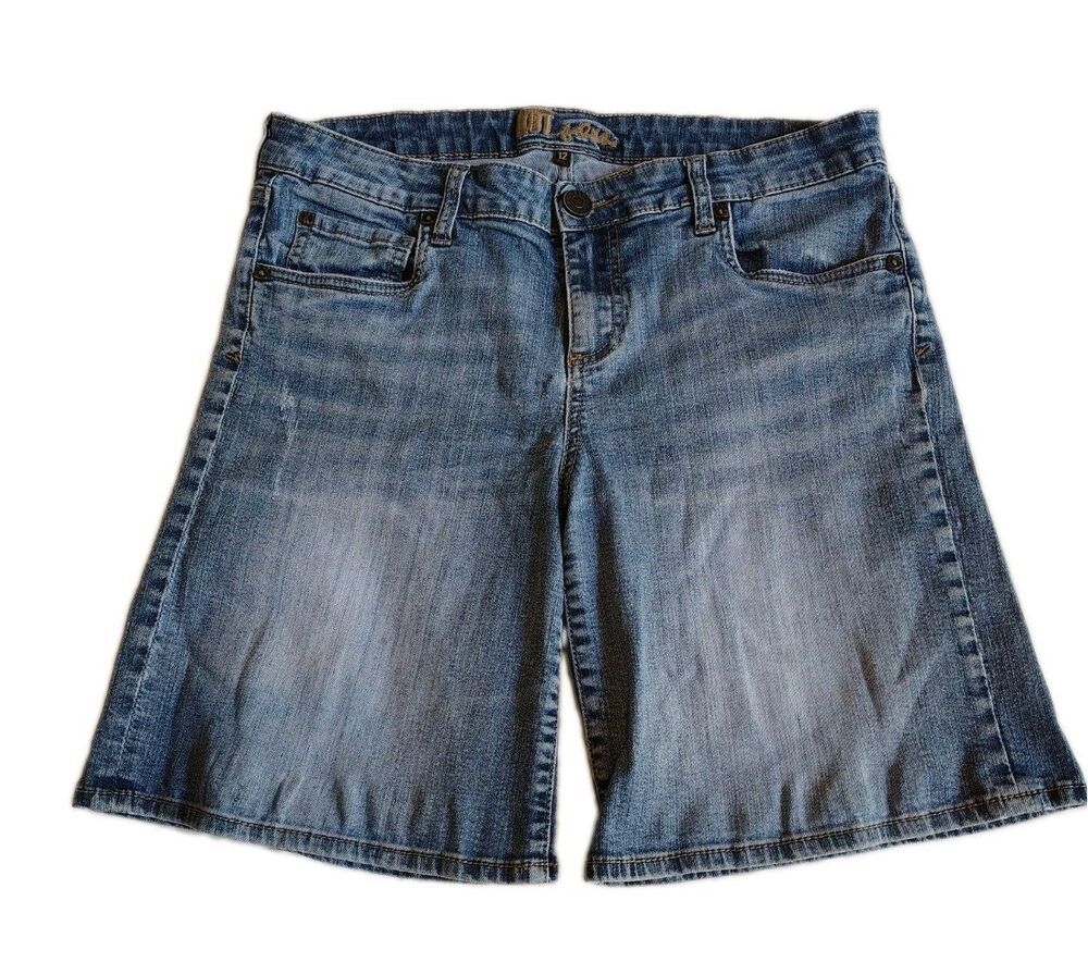 KUT From The Kloth Denim Bermuda Shorts Stretch Women's Size 12 Light Wash
